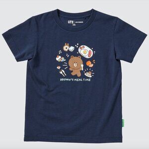 UNIQLO UT Line Friends "Brown's Meal Time" T-Shirt Navy Size 4-5 Youth | Excelle
